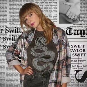Taylor Swift Reputation Snake Tour Muscle Tank Top Dark Grey Size Small